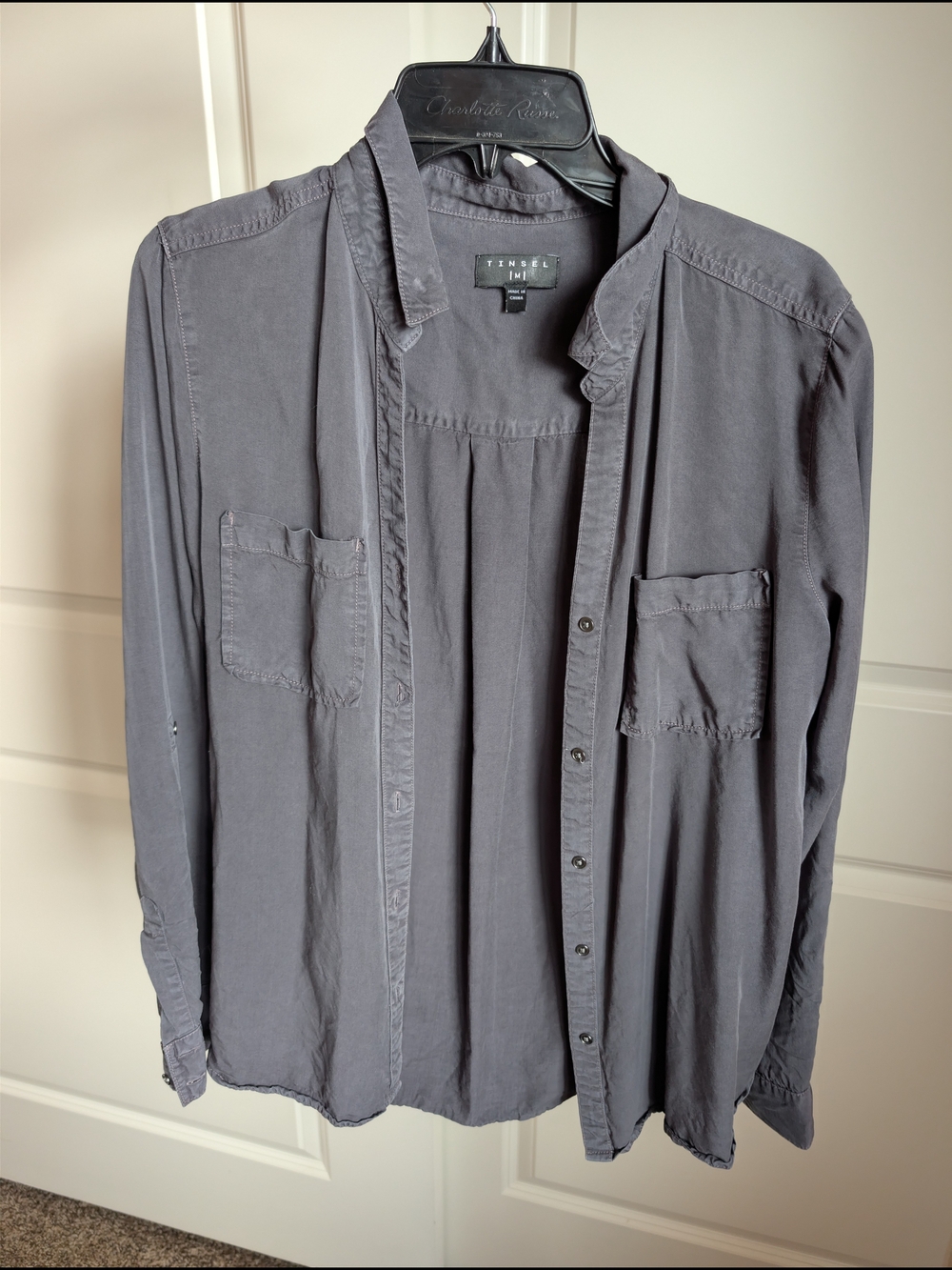 Tinsel Button-Down Shirt in Charcoal Gray